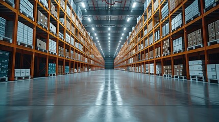 Aufkleber - The modern logistics and delivery networks, modern warehouse. Generative AI.