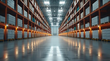 Poster - The modern logistics and delivery networks, modern warehouse. Generative AI.