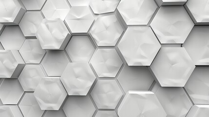 Poster - A seamless light gray backdrop with a detailed hexagon design. Generative AI.