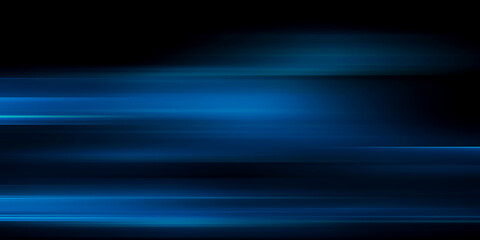 Wall Mural - Abstract blue neon speed light effect on black background