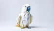 hübscher Papagei mit Flügeln Haustier in geometrischen Formen, wie 3D Papier in weiß wie Origami Falttechnik Symbol Wappentier Logo Vorlage Tiere niedlich Federn Schnabel Krallen Vogel