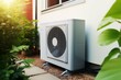 Efficient modern air conditioning unit installed outside a home.