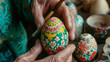 Eggs that have been painted with different colors and patterns to decorate the Easter atmosphere.