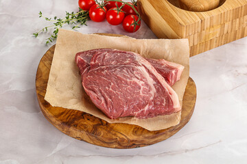 Uncooked raw beef steak for grill