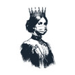 A lady wearing surgical mask and a crown. Vector illustration.
