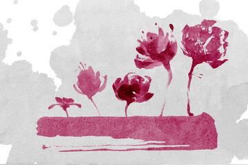 Wall Mural - a silhouette illustration of flowers