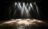 Fototapeta  - An Empty Stage With Spotlights Illuminated
