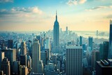 Fototapeta  - This photo captures a sprawling city with towering skyscrapers as its prominent feature, Classic interpretation of the New York City skyline with its iconic skyscrapers, AI Generated