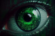Green eye against spiral