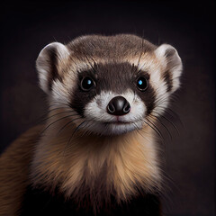 Sticker - Professional Close-Up Portrait of a Cute Black-Footed Ferret