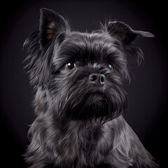 Sticker - Expressive Affenpinscher Dog Portrait Against Dark Background