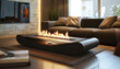 © YouAreBeautiful - A sleek bioethanol fireplace sits on a coffee table in a modern living room - offering a clean and eco-friendly source of warmth - wide format