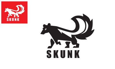 Wall Mural - SKUNK SIMPLE LOGO silhouette of  small animal  with big tail vector illustrations