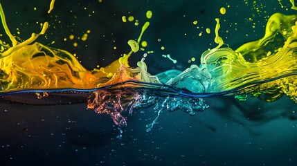 Poster - colorful ink splashes in the water. Abstract background for your design