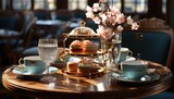 Fototapeta  - An elegant high tea setting with fine china