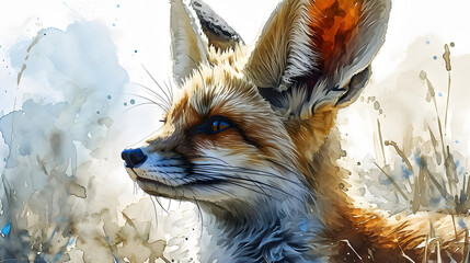 Sticker - illustration with the drawing of a Fennec fox