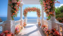 Floral Archway Overlooking Sea