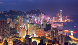 Fototapeta Miasto - Hong Kong - Victoria harbour at night