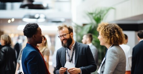 Professionals forging connections at a business networking event