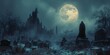 Ghostly Nighttime Graveyard A Spine-Chilling Scene for Halloween Generative AI