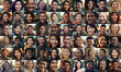 collage of asian adult men and women smiling, collage of portrait, grid of 60 cheerful faces,  group photo