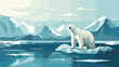 Abstract save the arctic with polar bear and ice  symbolizing efforts to protect the Arctic environment. simple Vector art