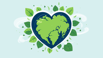 Abstract save the planet with a green heart  representing the love and care for the Earth. simple Vector art