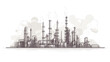 Abstract oil refinery with smoke plumes  symbolizing the environmental impact of the oil industry. simple Vector art