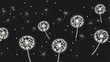 Abstract dandelion with flying seeds  symbolizing dispersal and regeneration. simple Vector art