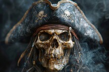 Pirate Skull A Scary Skeleton With A Pirate's Hat Generative AI