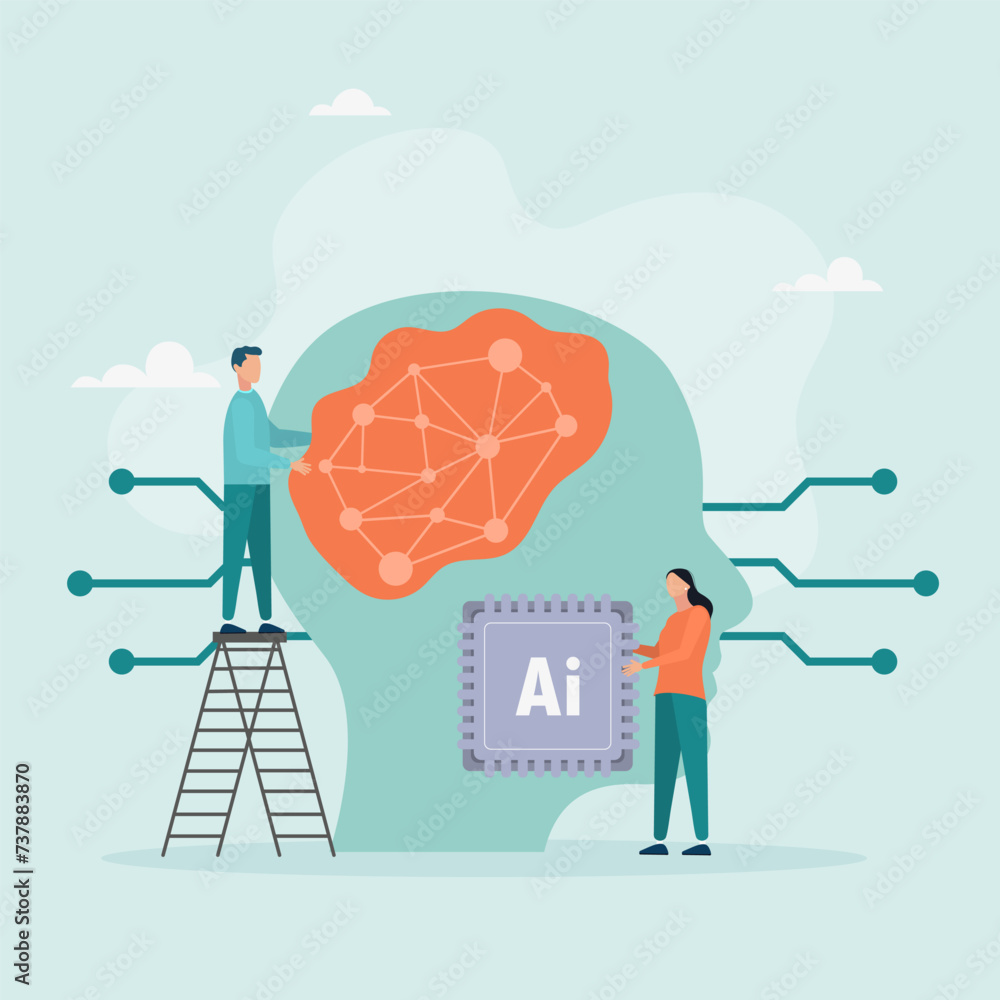 Digital brain with neural network. Artificial intelligence concept. AI ...