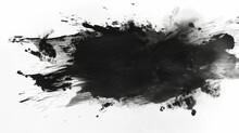 Abstract Black In Splash, Paint, Brush Strokes, And Stain Grunge Isolated On A White Background.