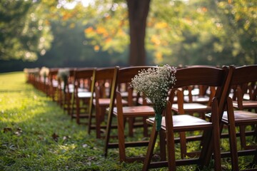 Wall Mural - Chairs at the wedding ceremony. beautiful wedding ceremony in the park