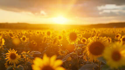 Wall Mural - Sunflower field. 