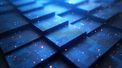 Poster - Geometric glowing blue lines on dark blue background. Modern shiny blue circle lines pattern. Perfect for covering, posters, banners, brochures, headers, and websites.