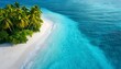 beach with palm trees and waves tropical island aerial view blue ocean clear water holiday vacation travel paradise 