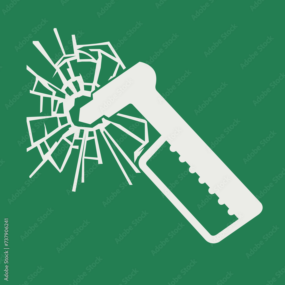 SAFETY CONDITION SIGN PICTOGRAM, EMERGENCY HAMMER ISO 7010 – E025 の ...