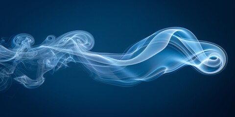 Fototapete - A Delicate Swirl of Blue Smoke Dances Across a Dark Background, Evoking a Sense of Calm Fluidity and Serene Movement, Generative AI