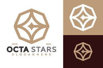 Sticker - Letter C Star Octagon Logo design vector symbol icon illustration