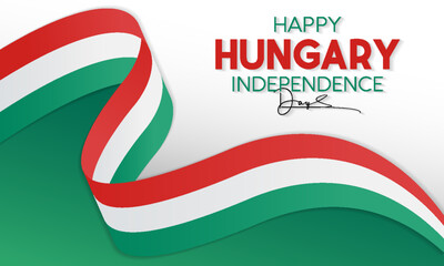 Happy Hungary Independence Day celebration on 15th March. National holiday day of Hungary waving flags. Vector template for banner, greeting card, poster with backgrounds. Vector illustration.