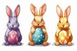 Happy Easter Eggs Basket easter wish for friend. Bunny in Ruby flower Garden. Cute 3d reflection easter rabbit illustration. Easter orange blaze card wallpaper teddy bear