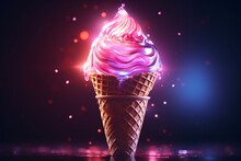 A Purple Ice Cream Cone With A Purple Swirl On Top