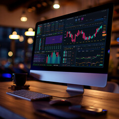 Create a digital dashboard for monitoring real time market data and financial news