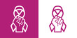Logo Día Internacional de la Mujer. Símbolo lineal con puño cerrado levantado en lazo en cinta violeta