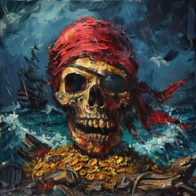 Pirate Skull, Crossed Bones, Menacing