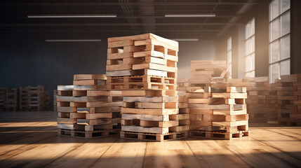  Industrial wooden pallet loaded with some carton boxes.