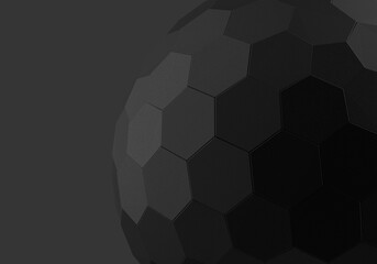 black 3d hexagonal tessellated mesh sphere 