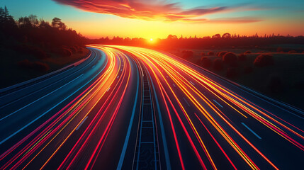 Wall Mural - texture of a busy highway during rush hour the fastmoving cars creating a streaky pattern.