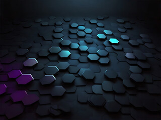 Wall Mural - Dark hexagonal background ai generated