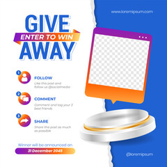 Canvas Print - Giveaway steps for social media contest design concept template